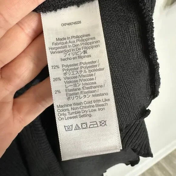 Madewell Ribbed Knit Wrap Mini Dress in black #NI685 Size XS - Picture 5 of 8